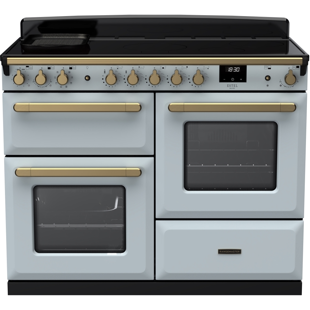 Rangemaster ESDLO110EIPMSB/AB1 110cm Induction Range Cooker Estel Deluxe Misty Blue / Antique Brass, A Rated