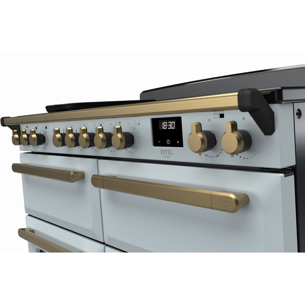 Rangemaster ESDLB110EIPMSB/AB1 110cm Induction Range Cooker Estel Deluxe Misty Blue / Antique Brass, A Rated