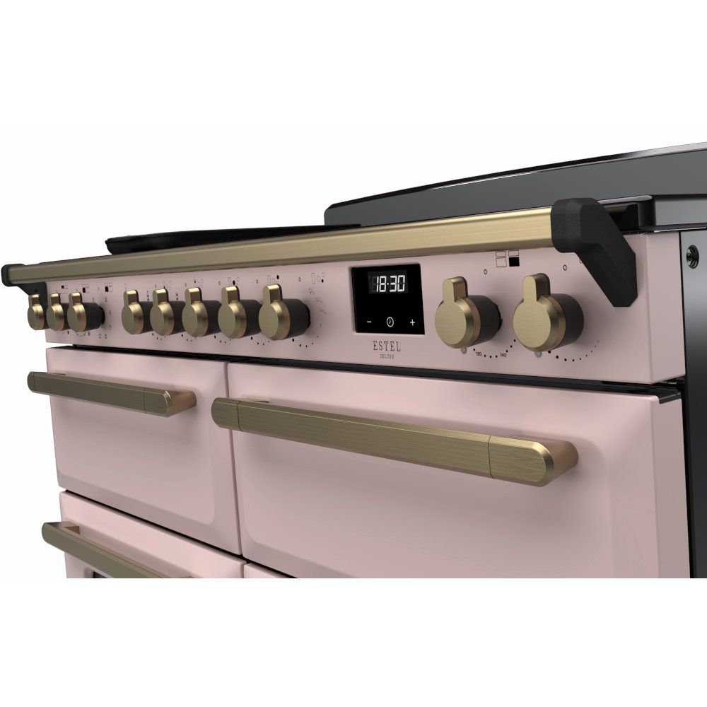 Rangemaster ESDLB110EIPPPK/AB1 110cm Induction Range Cooker Estel Deluxe Pale Pink / Antique Brass, A Rated
