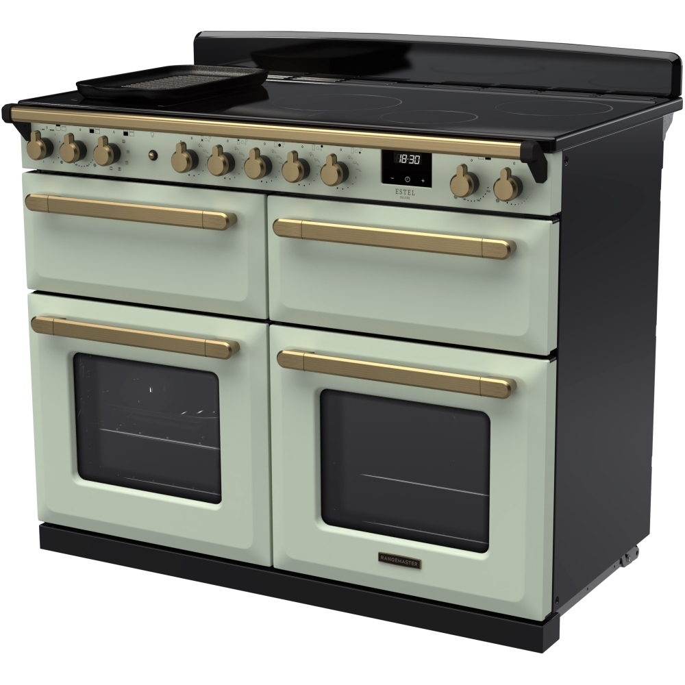 Rangemaster ESDLB110EIPMNT/AB1 110cm Induction Range Cooker Estel Deluxe Mint / Antique Brass, A Rated