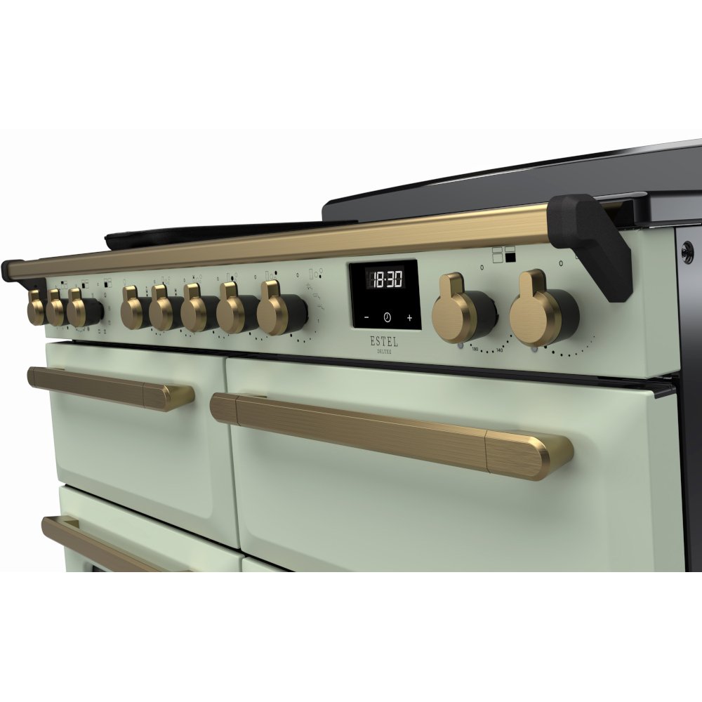Rangemaster ESDLB110EIPMNT/AB1 110cm Induction Range Cooker Estel Deluxe Mint / Antique Brass, A Rated