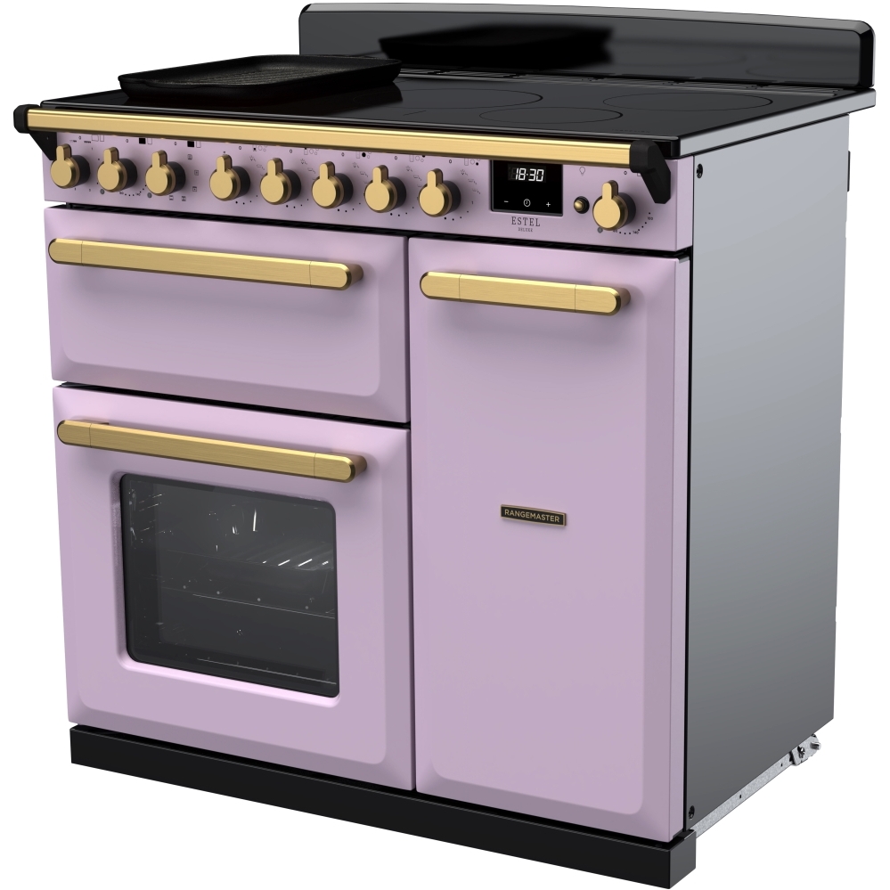Rangemaster ESDL90EIPHTH/AB1 90cm Induction Range Cooker Estel Deluxe Heather / Antique Brass, A Rated