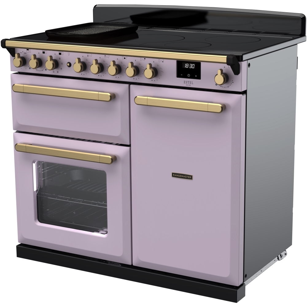 Rangemaster ESDL100EIPHTH/AB1 100cm Induction Range Cooker Estel Deluxe Heather / Antique Brass, A Rated