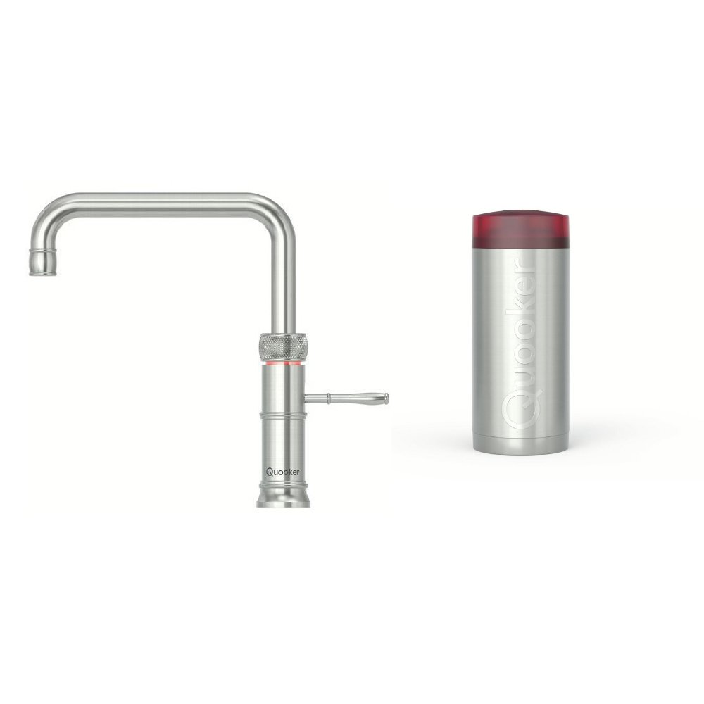 Quooker 2.2+CFSRVS 3 in 1 Classic Fusion Square Tap with COMBI+ Tank, Stainless Steel
