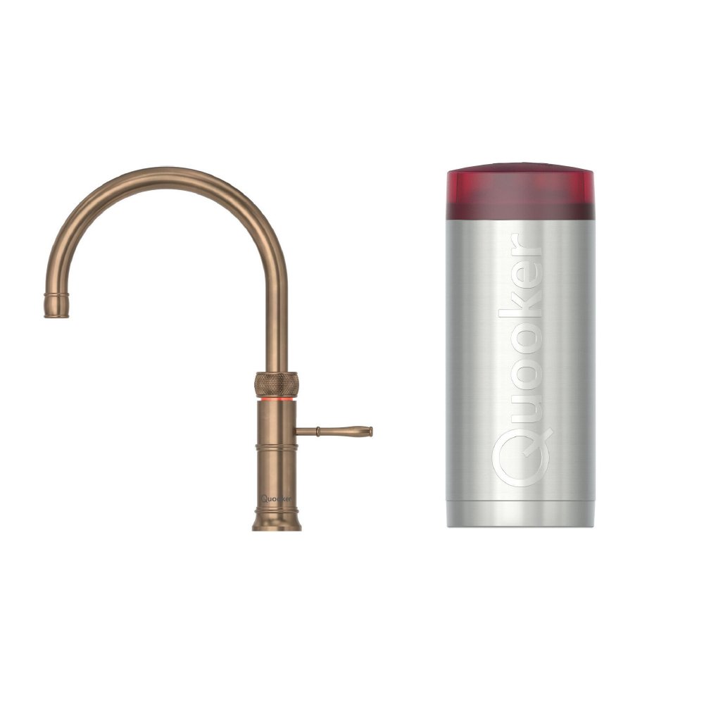 Quooker 2.2CFRPTN 3 in 1 Classic Fusion Round Tap with COMBI Tank, Patinated Brass