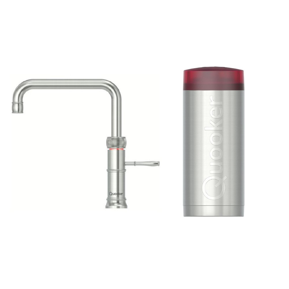 Quooker 2.2CFSRVS 3 in 1 Classic Fusion Square Tap with COMBI Tank, Stainless Steel