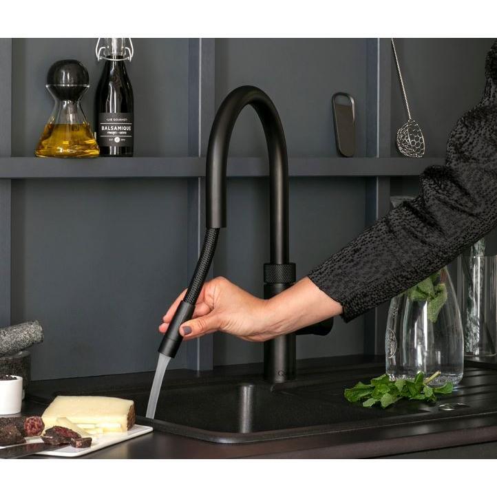Quooker 2.2XBLK 3 in 1 Flex Round Tap with COMBI Tank, Black