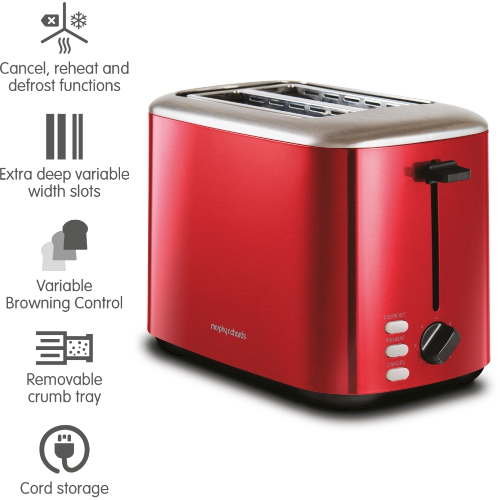 Morphy Richards 222066 Equip Toaster, 2 Slice, Red
