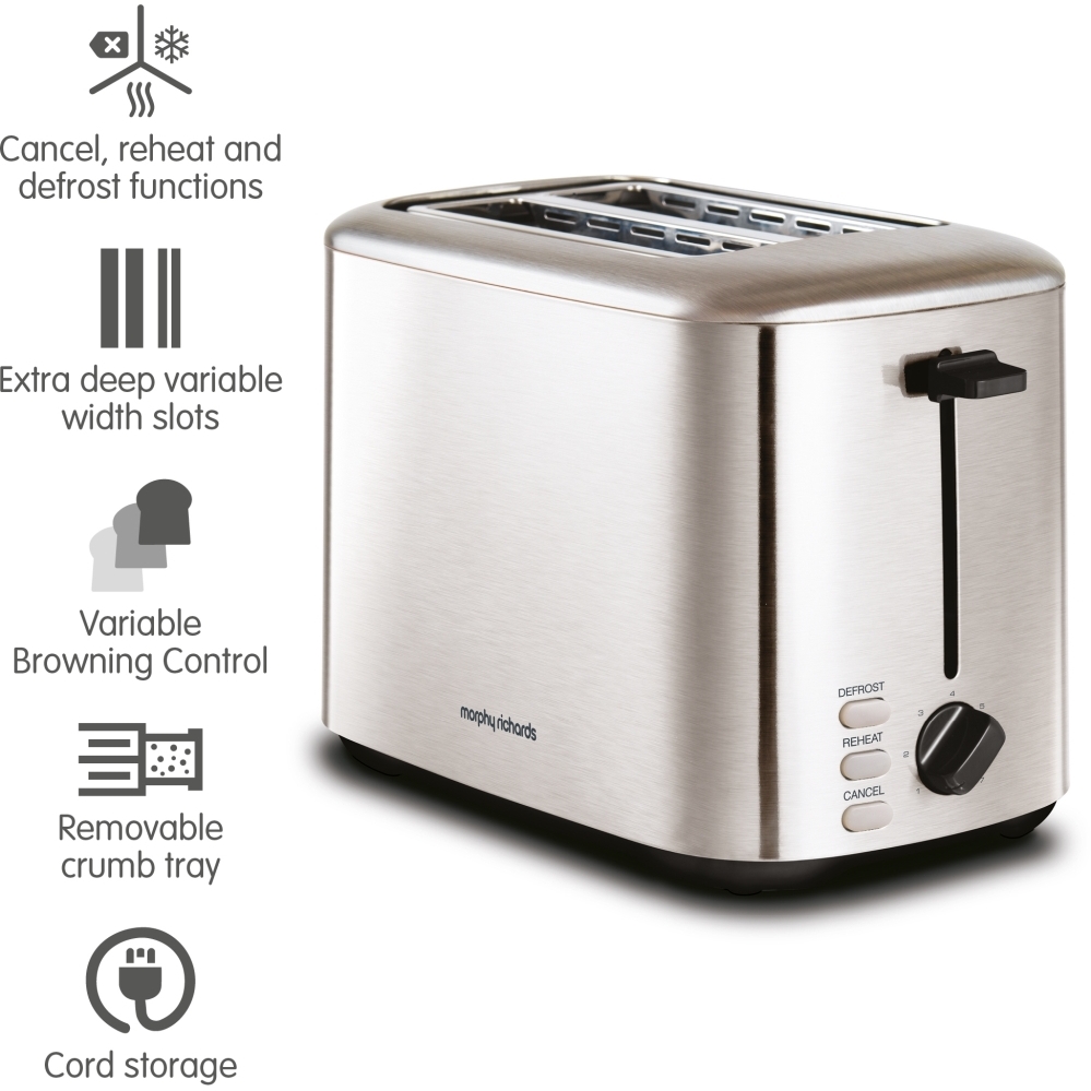 Morphy Richards 222067 Equip Toaster, 2 Slice, Stainless Steel