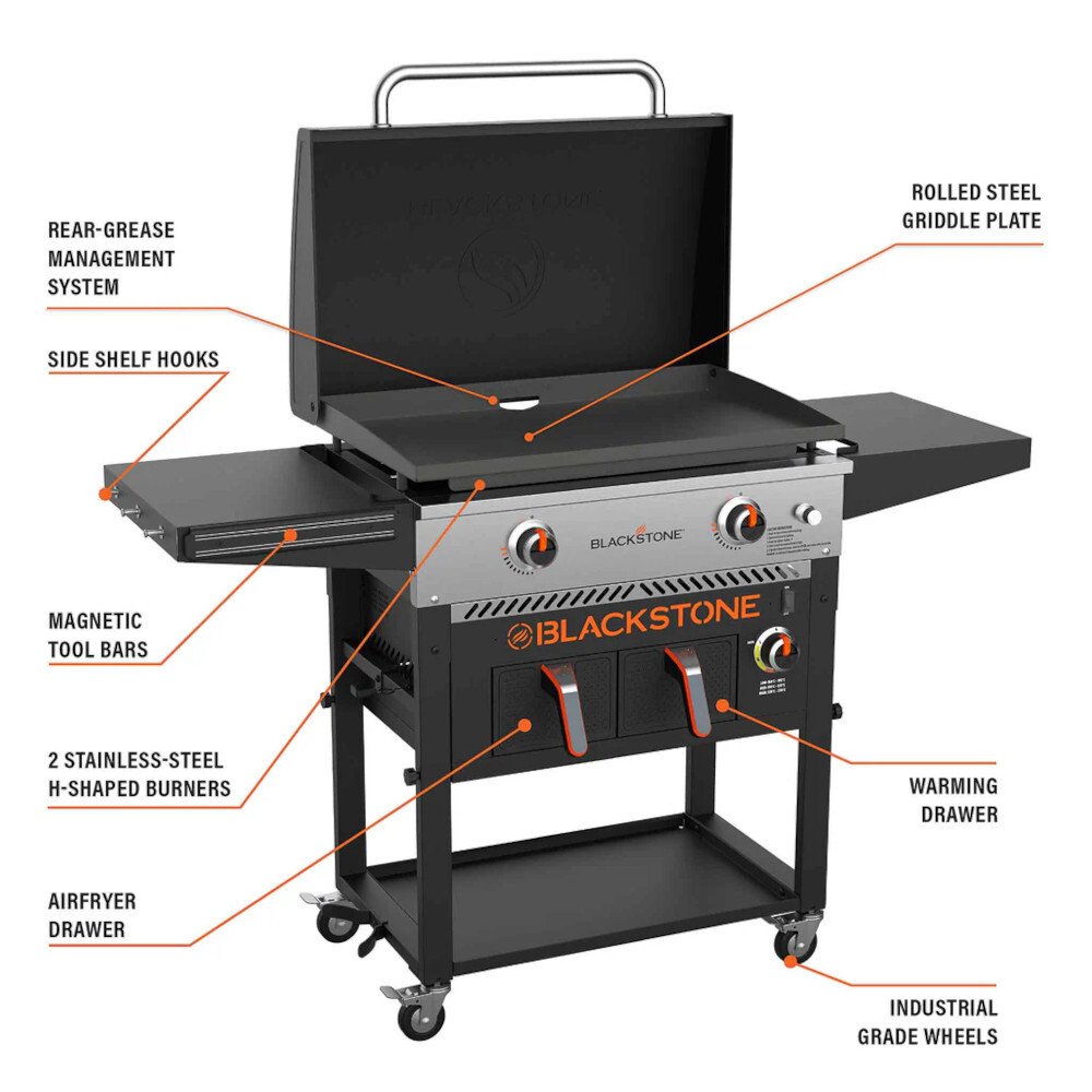 Blackstone 257-1785DK GriddlePlus 28" 2 Drawer Air Fryer Griddle