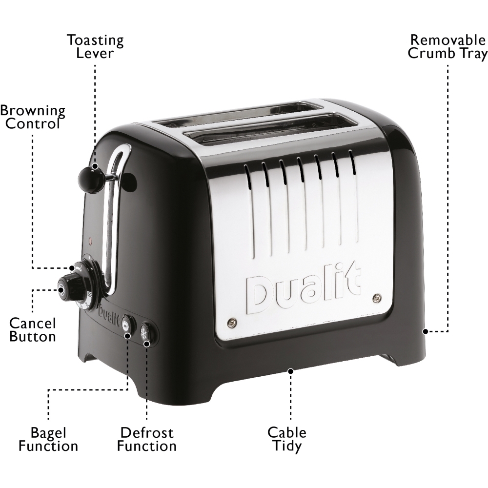 Dualit 26205 Lite Toaster, 2 Slice, Black