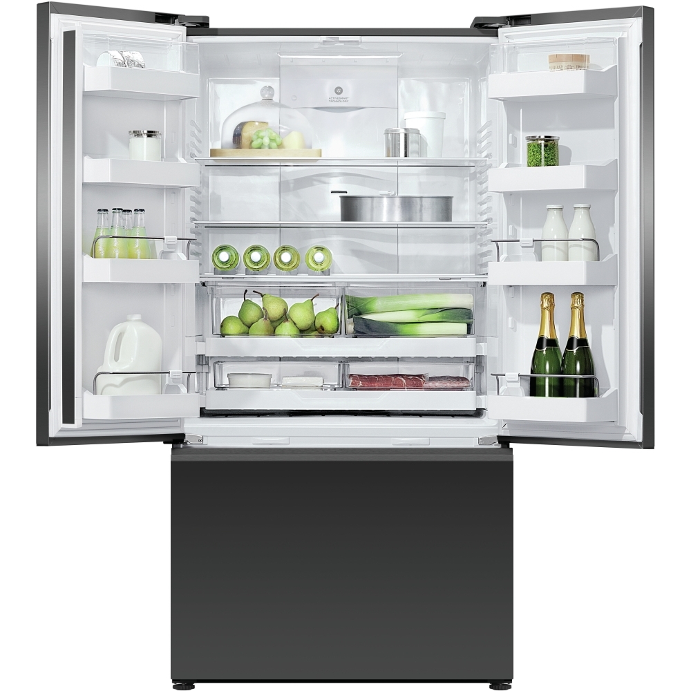 Fisher & Paykel RF540AZUB6 Series 7 American Fridge Freezer,  Plumbed, Black, E Rated