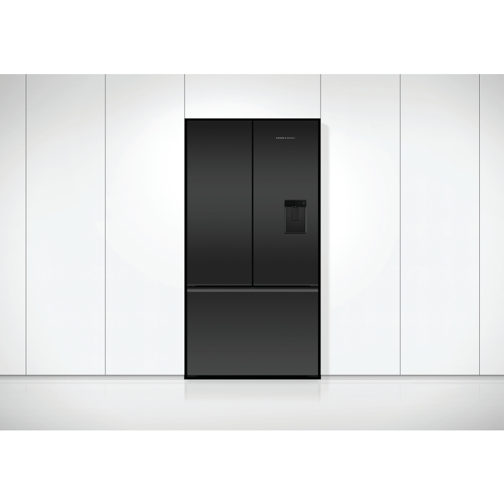 Fisher & Paykel RF540AZUB6 Series 7 American Fridge Freezer,  Plumbed, Black, E Rated