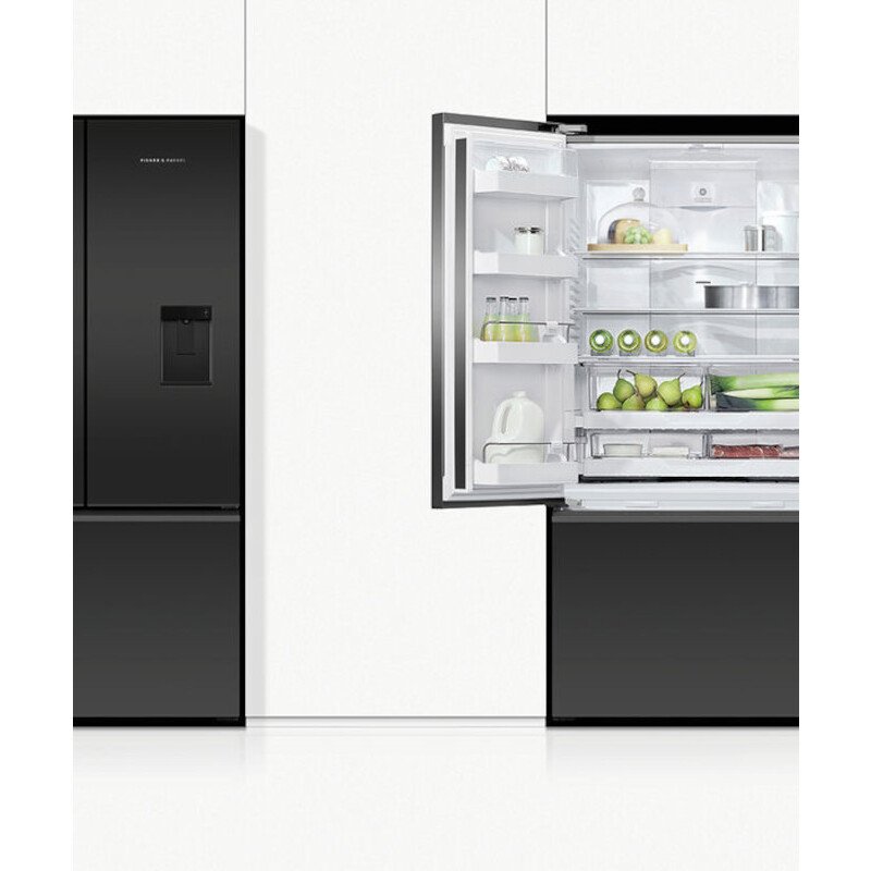 Fisher & Paykel RF540AZUB6 Series 7 American Fridge Freezer,  Plumbed, Black, E Rated