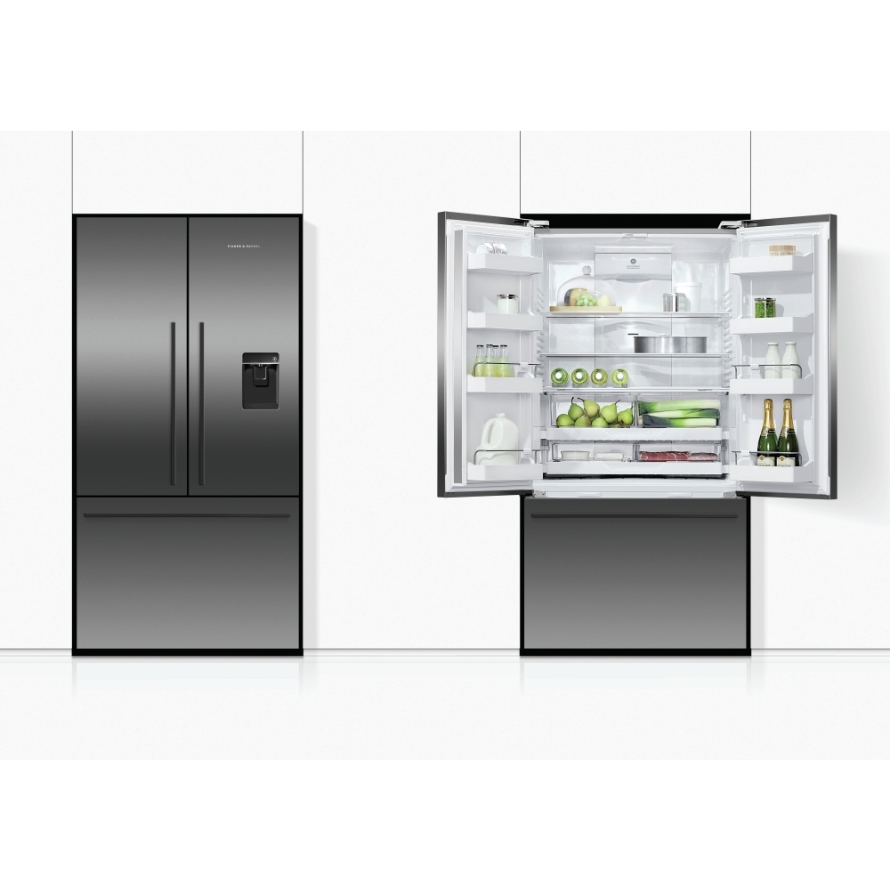 Fisher & Paykel RF540ADUB7 Series 7 American Fridge Freezer, Black Stainless Steel, E Rated,  Plumbed