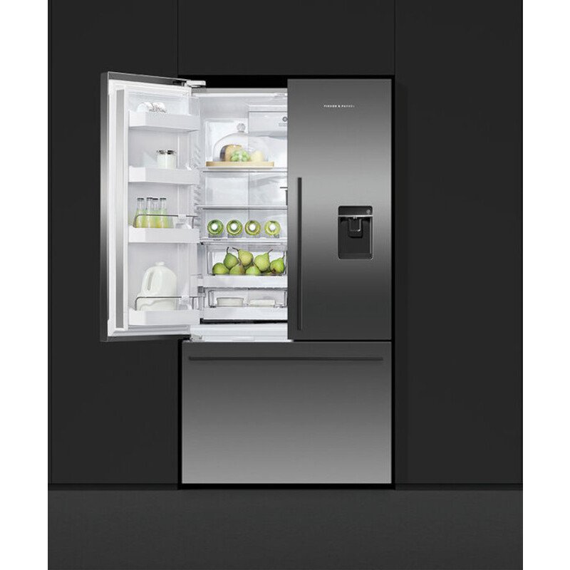 Fisher & Paykel RF540ADUB7 Series 7 American Fridge Freezer, Black Stainless Steel, E Rated,  Plumbed