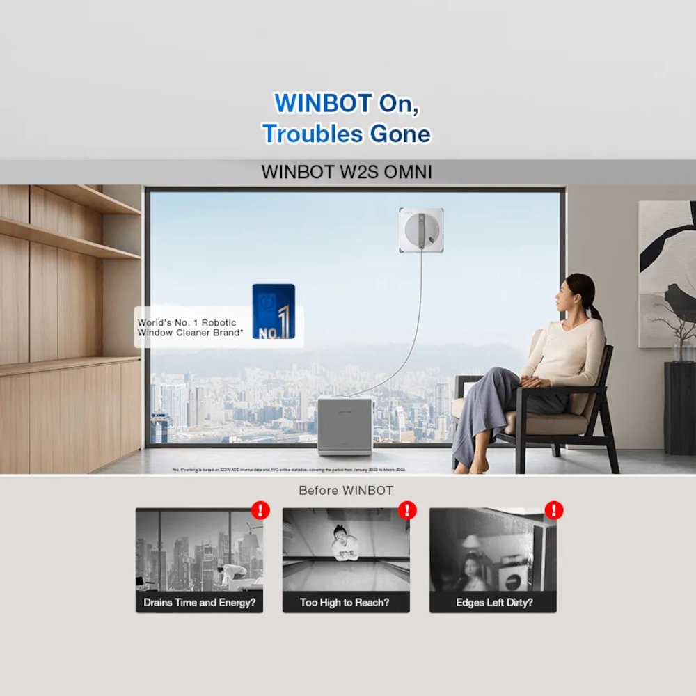 Ecovacs WINBOT W2S Omni Window Cleaning Robot 6-in-1 Station