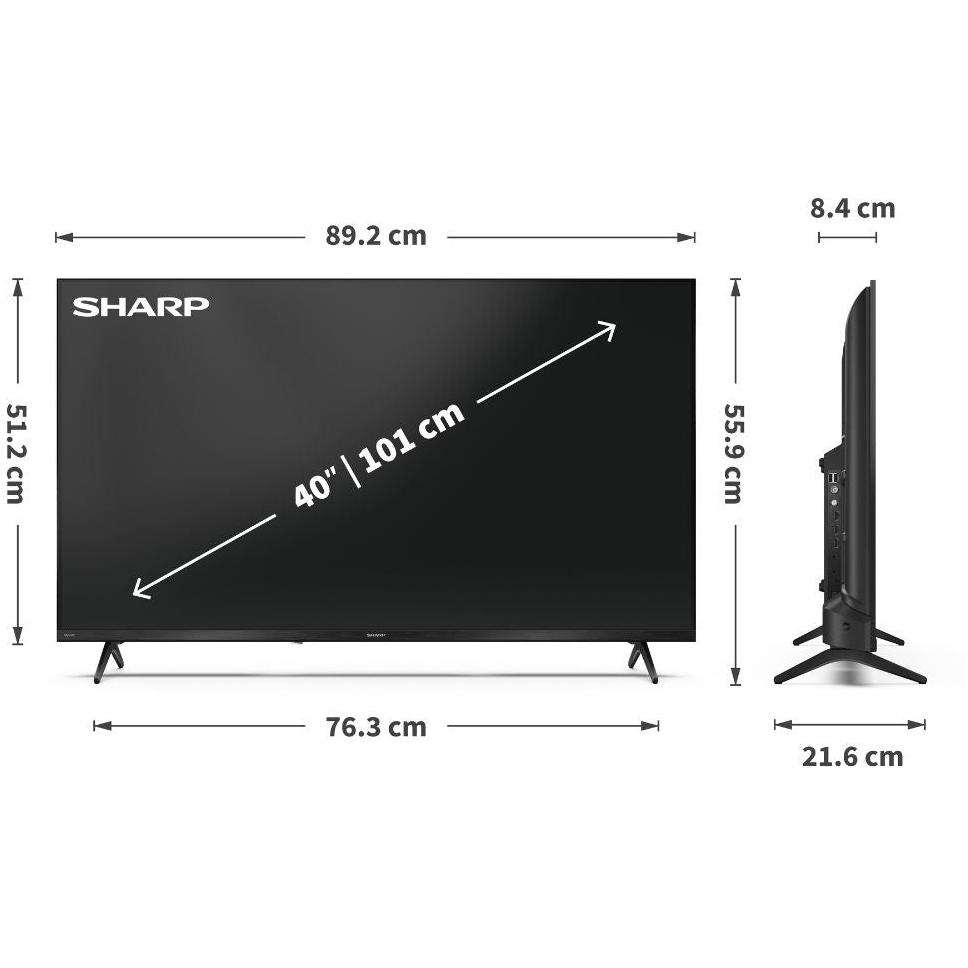 Sharp 2T-C40HE3245KB 40" QLED Smart Television, Full HD, Black, E Rated