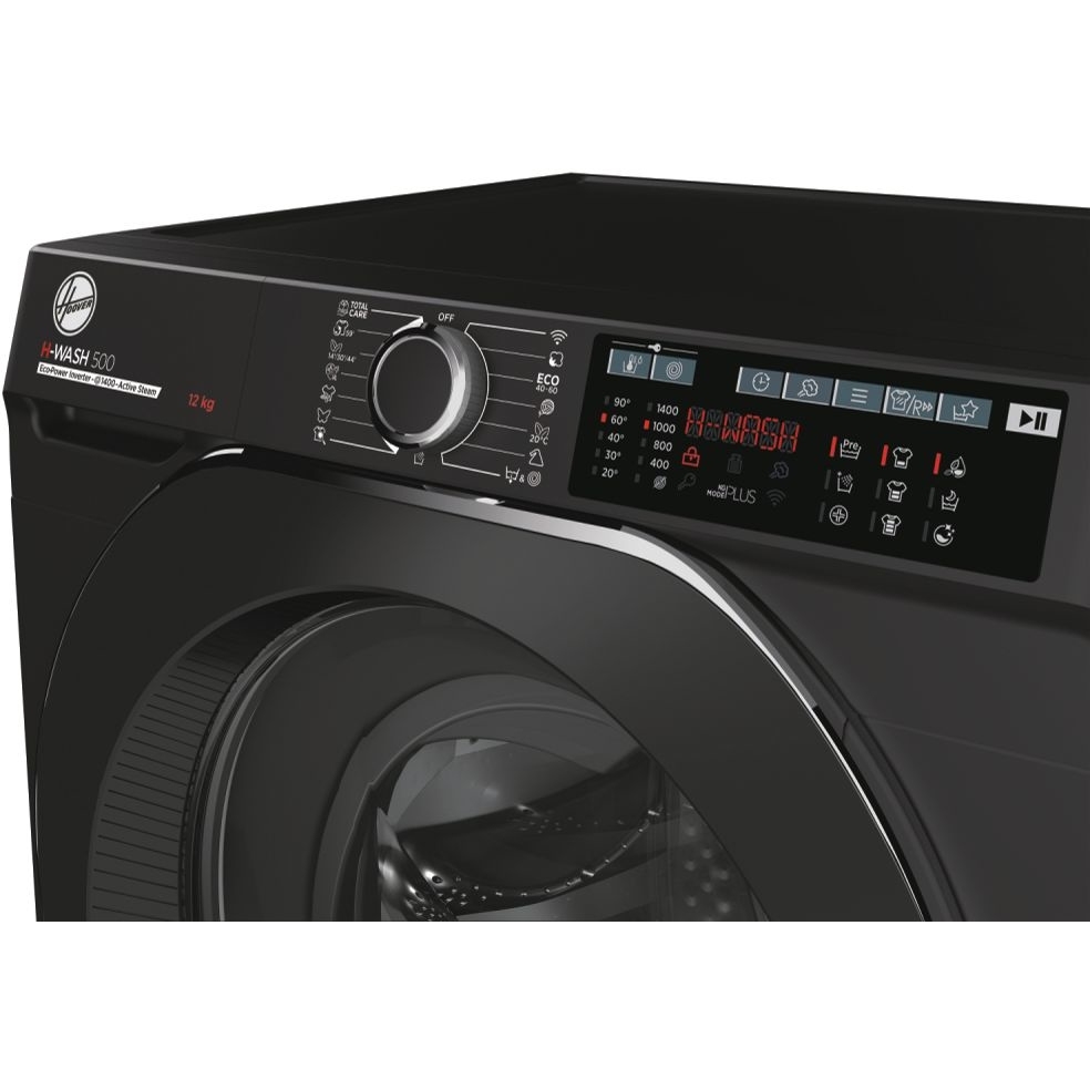Hoover HW 412AMBCB/1-80 Washing Machine, 12kg, 1400 Spin, Black, A Rated