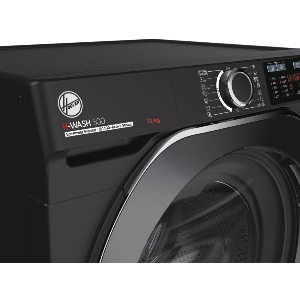 Hoover HW 412AMBCB/1-80 Washing Machine, 12kg, 1400 Spin, Black, A Rated