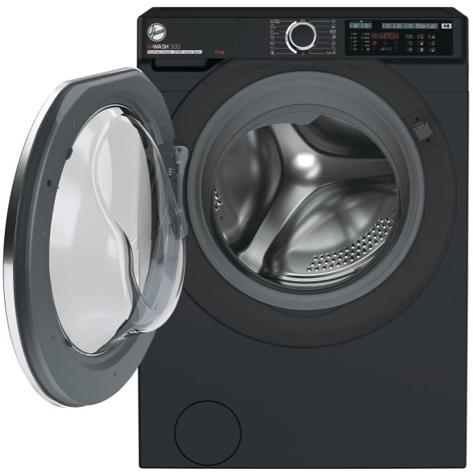 Hoover HW 412AMBCB/1-80 Washing Machine, 12kg, 1400 Spin, Black, A Rated