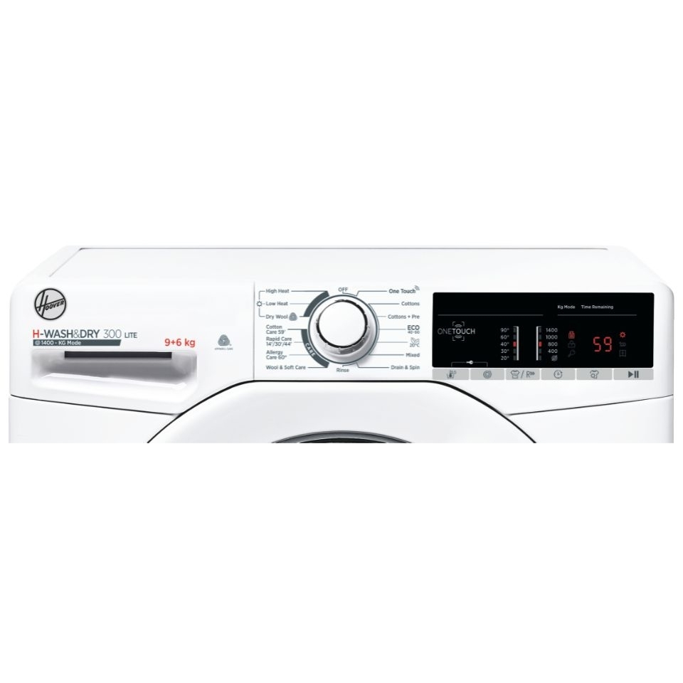 Hoover H3D 496TE Washer Dryer, 9kg/6kg, 1400 Spin, White, E Rated