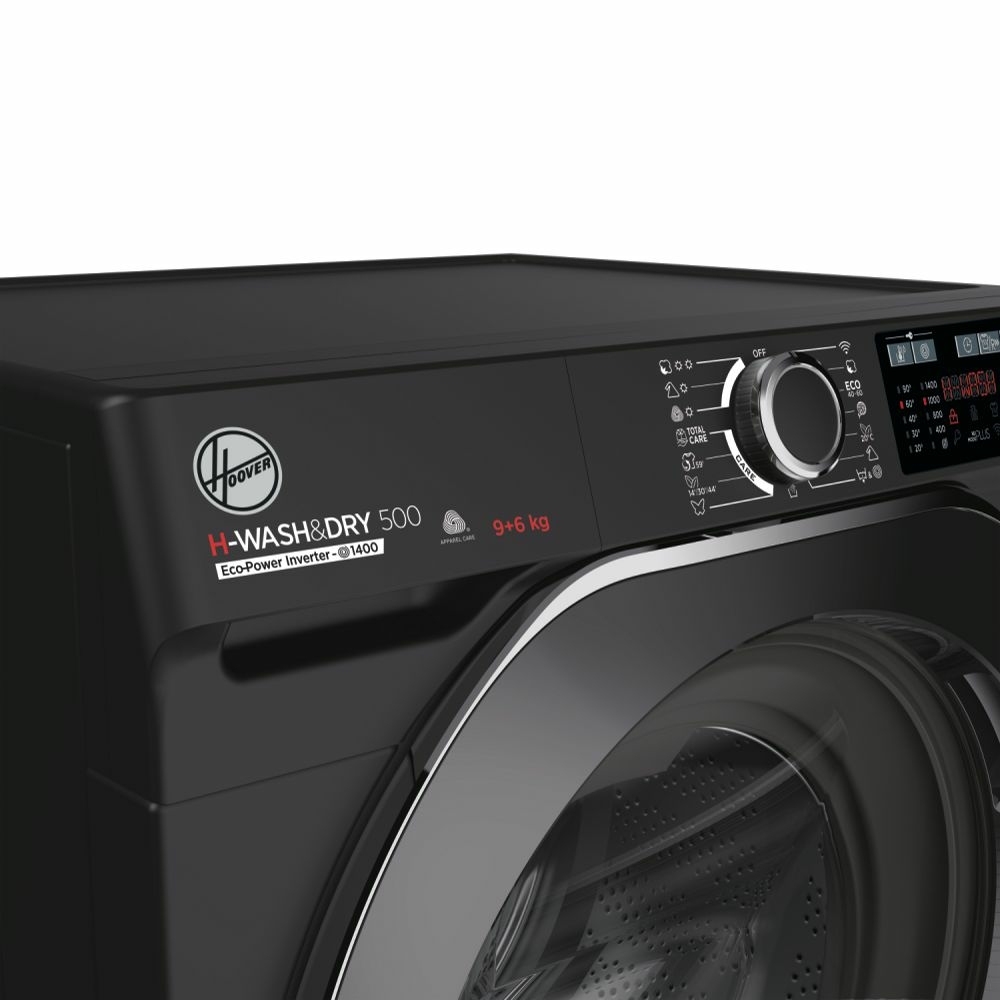 Hoover HD 496AMBCB/1-80 Washer Dryer, 9kg/6kg, 1400 Spin, Black, D Rated