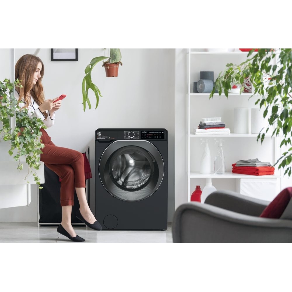 Hoover HD 496AMBCB/1-80 Washer Dryer, 9kg/6kg, 1400 Spin, Black, D Rated