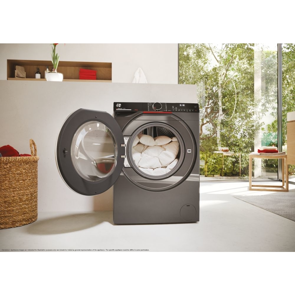 Hoover H7W 69MBCR Washing Machine, Graphite Grey, 9kg, 1600 Spin, A Rated