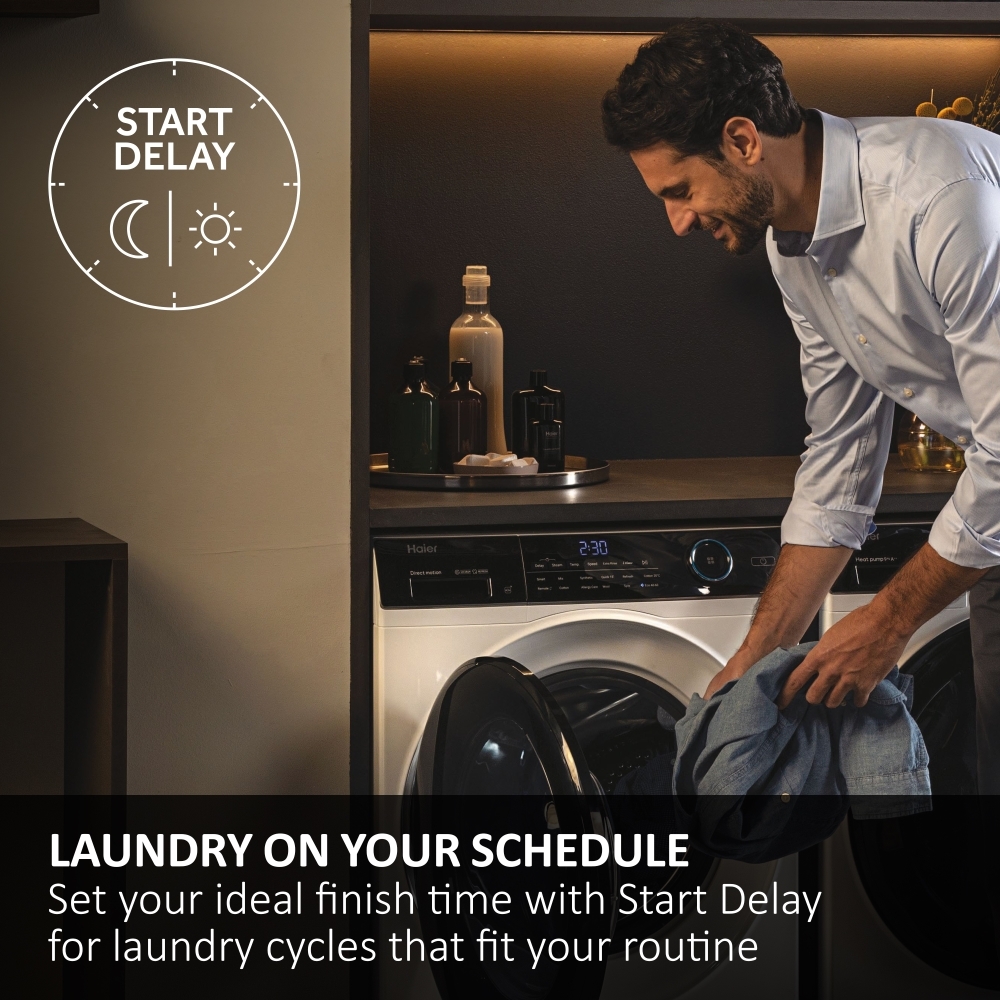 Haier HWD100-B14939SUK Washer Dryer, 10kg/6kg, 1400 Spin, Grey, D Rated