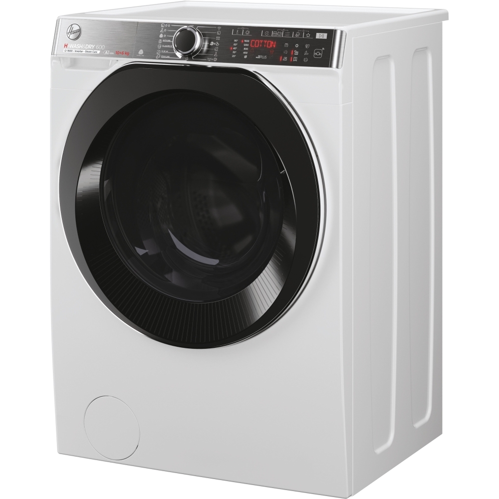 Hoover H6DPB6106MBC8-80 Washer Dryer, 10kg/6kg, 1600 Spin, White, D Rated