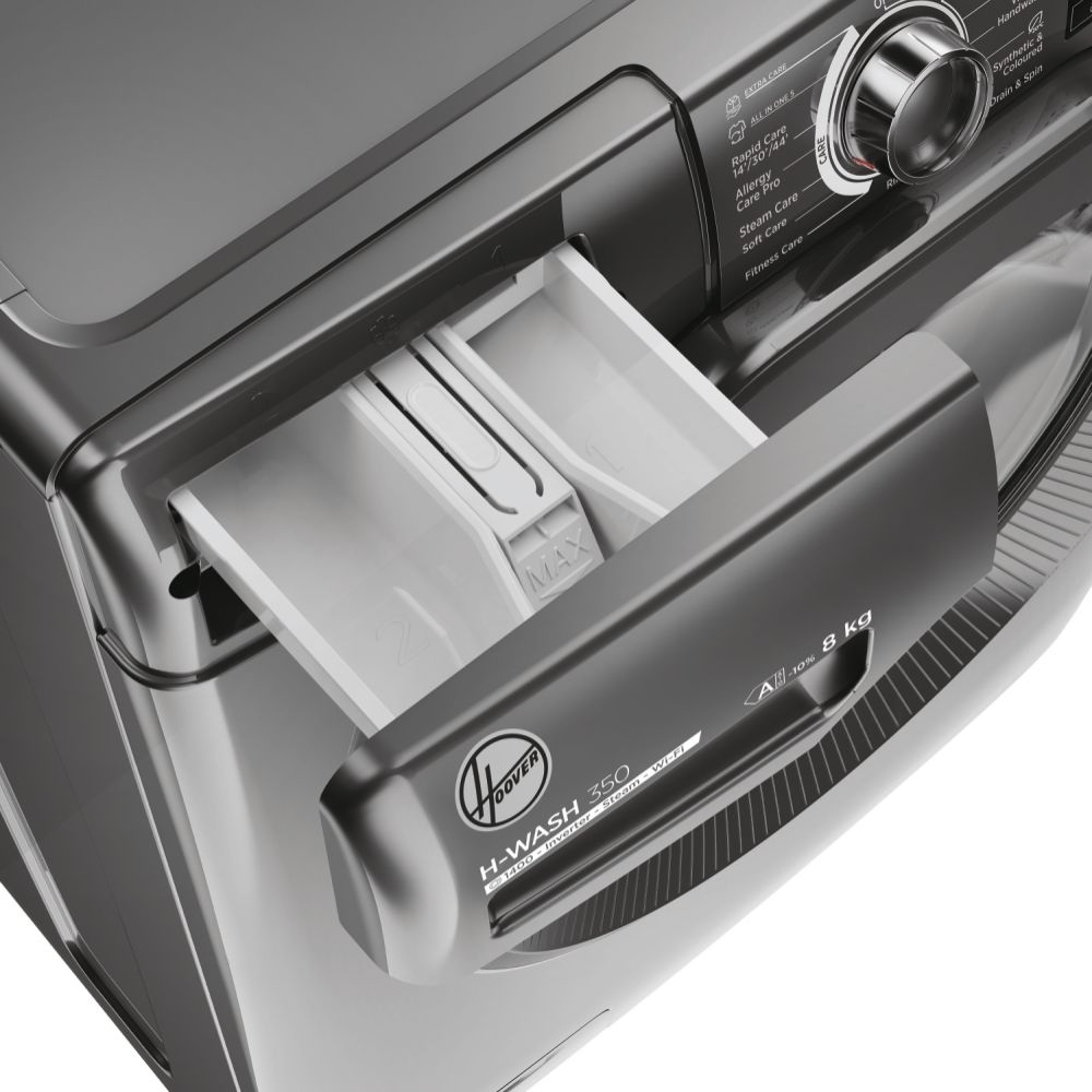 Hoover H3WPS486TMRR6-80 Washing Machine, 8kg, 1400 Spin, Grey, A Rated