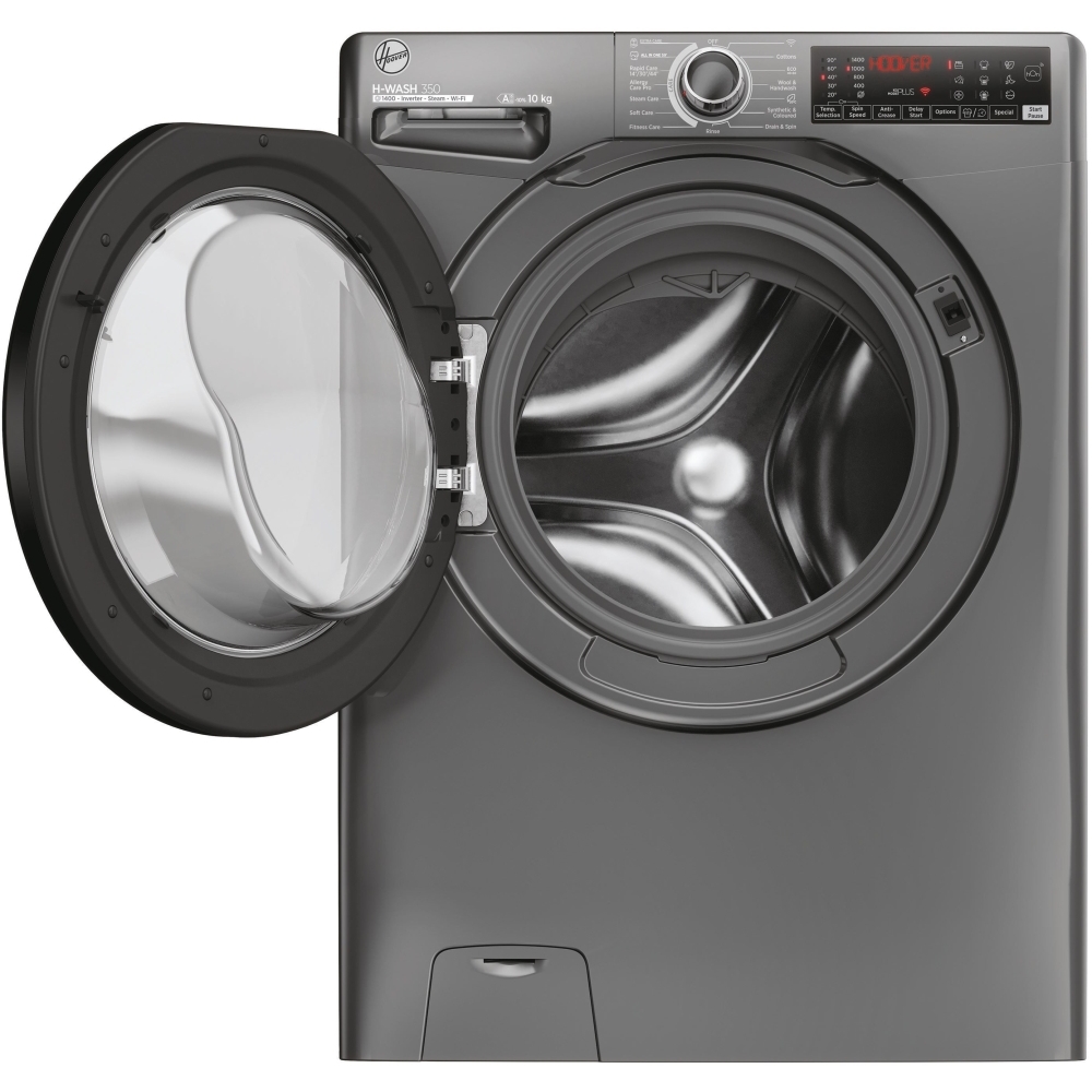 Hoover H3WPS4106TAMBR80 Washing Machine, 10kg, 1400 Spin, Grey, A Rated