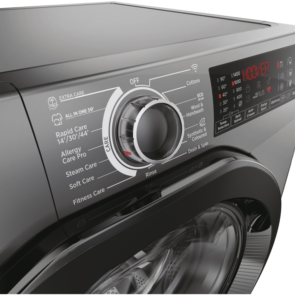 Hoover H3WPS4106TAMBR80 Washing Machine, 10kg, 1400 Spin, Grey, A Rated