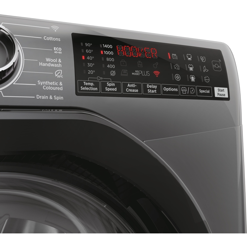 Hoover H3WPS4106TAMBR80 Washing Machine, 10kg, 1400 Spin, Grey, A Rated