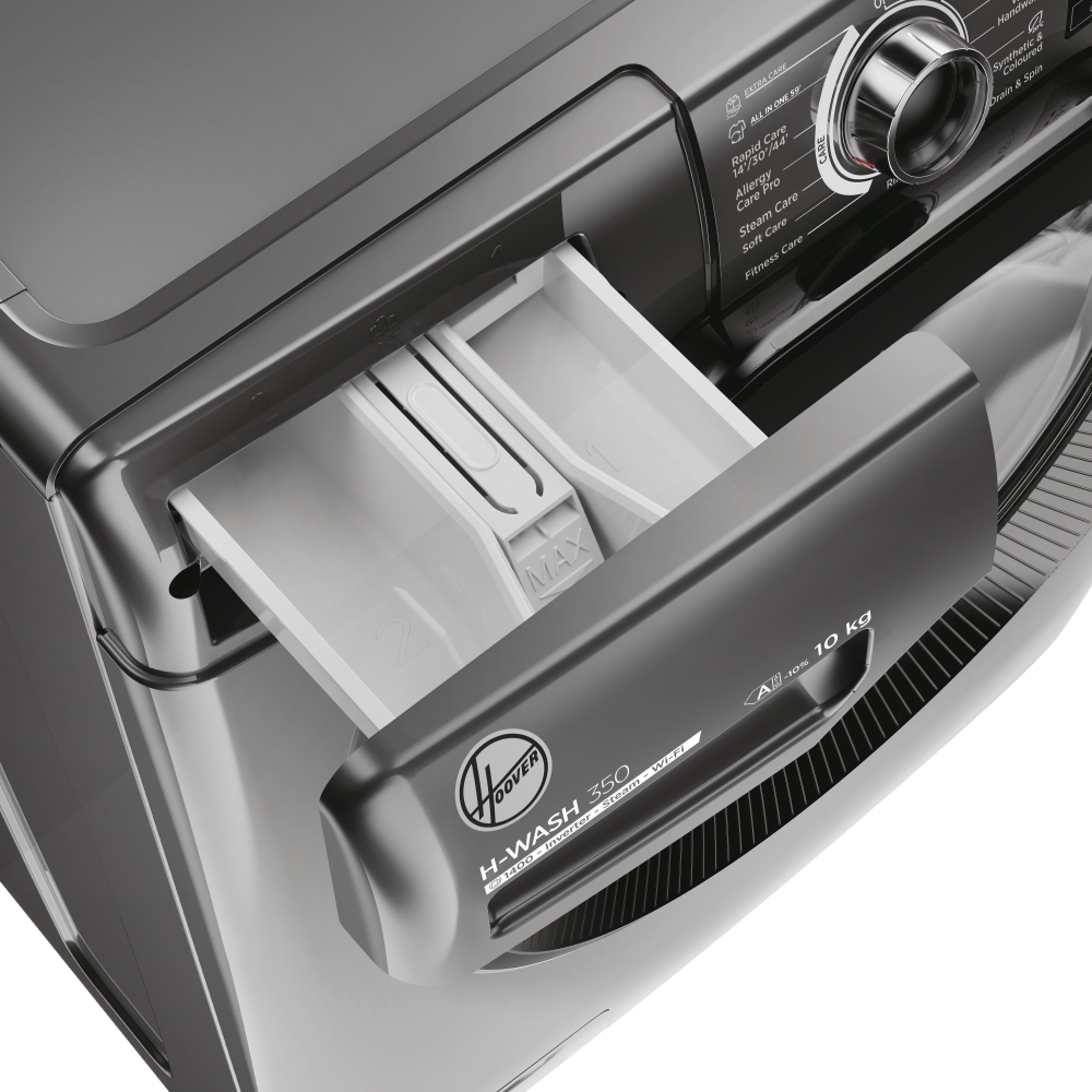 Hoover H3WPS4106TAMBR80 Washing Machine, 10kg, 1400 Spin, Grey, A Rated