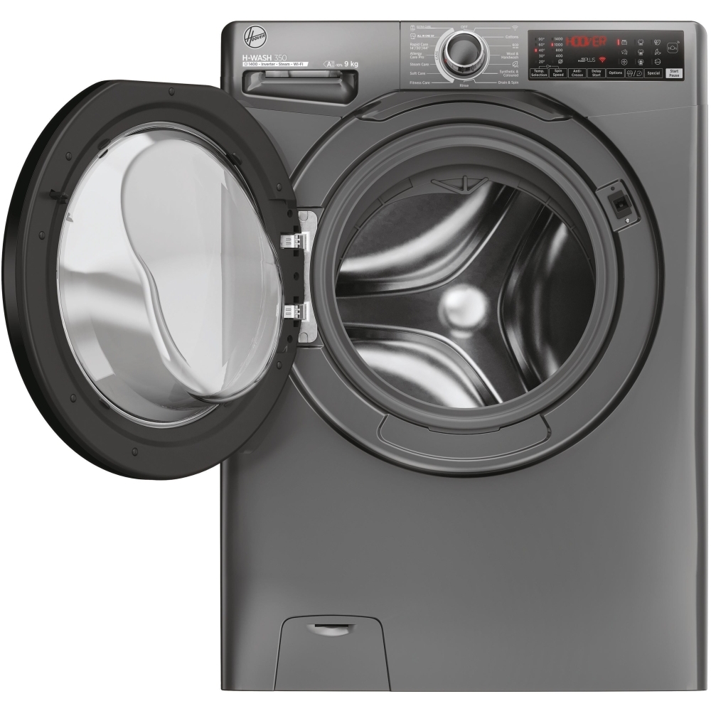 Hoover H3WPS496TAMBR680 Washing Machine, 9kg, 1400 Spin, Grey, A Rated