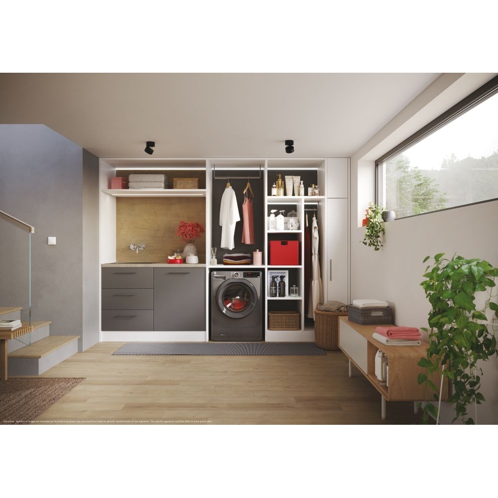 Hoover H3DPS4966TAMRR80 Washer Dryer, 9kg/6kg, 1400 Spin, Grey, E Rated