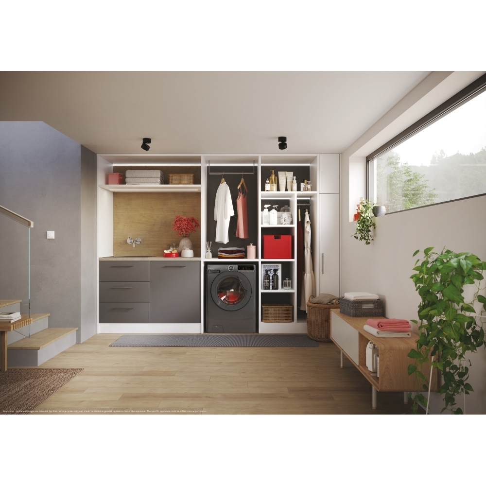 Hoover H3WO4105TARR4-80 Washing Machine, 10kg, 1400 Spin, Grey, B Rated