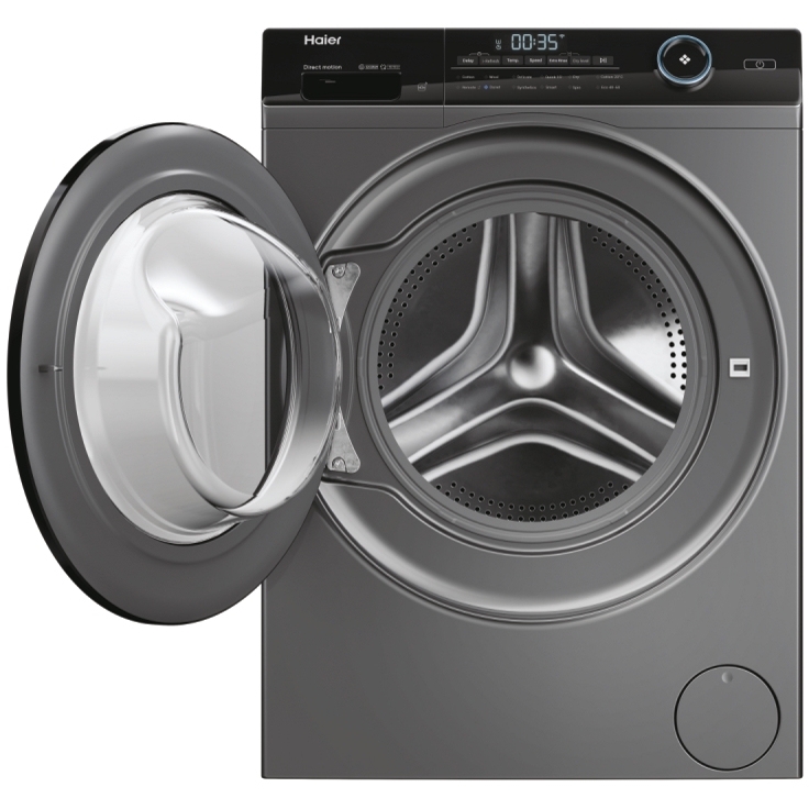 Haier HWD90B14959S8NUK Washer Dryer, 9kg/6kg, 1400 Spin, Grey, D Rated