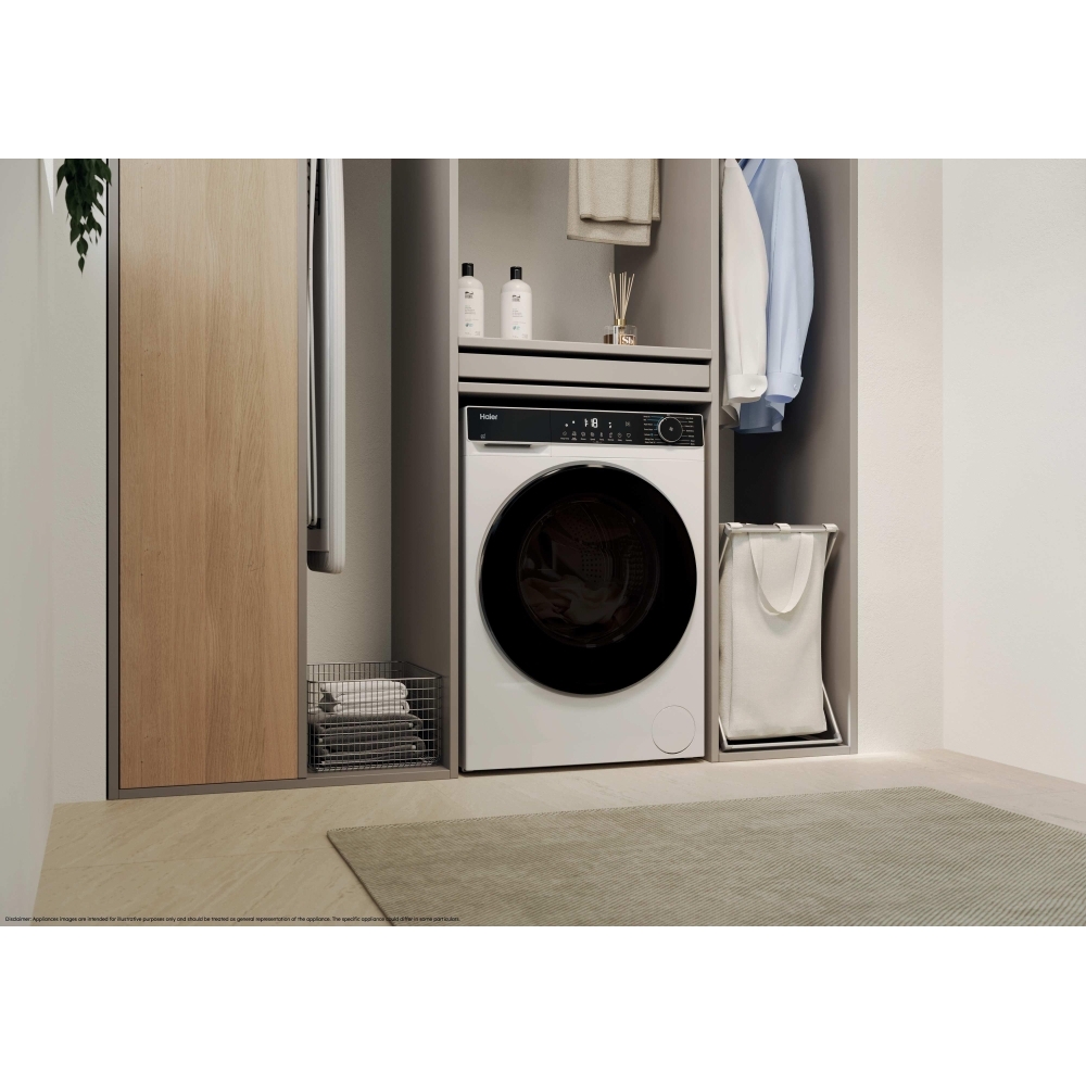 Haier HWD90BP14357TUUK Washer Dryer, 9kg/5kg, 1400 Spin, White, D Rated