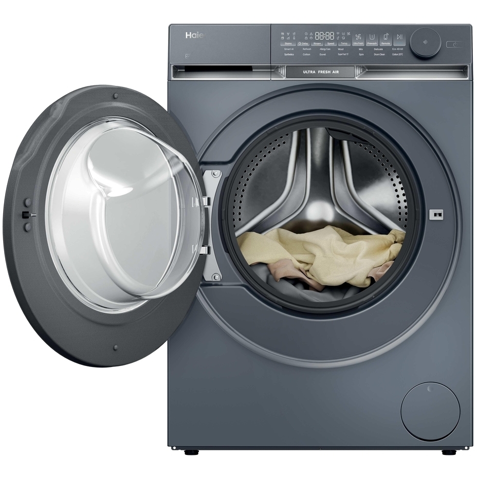 Haier HW100-B14387GUUK Washing Machine, 10kg, 1400 Spin, Grey, A Rated