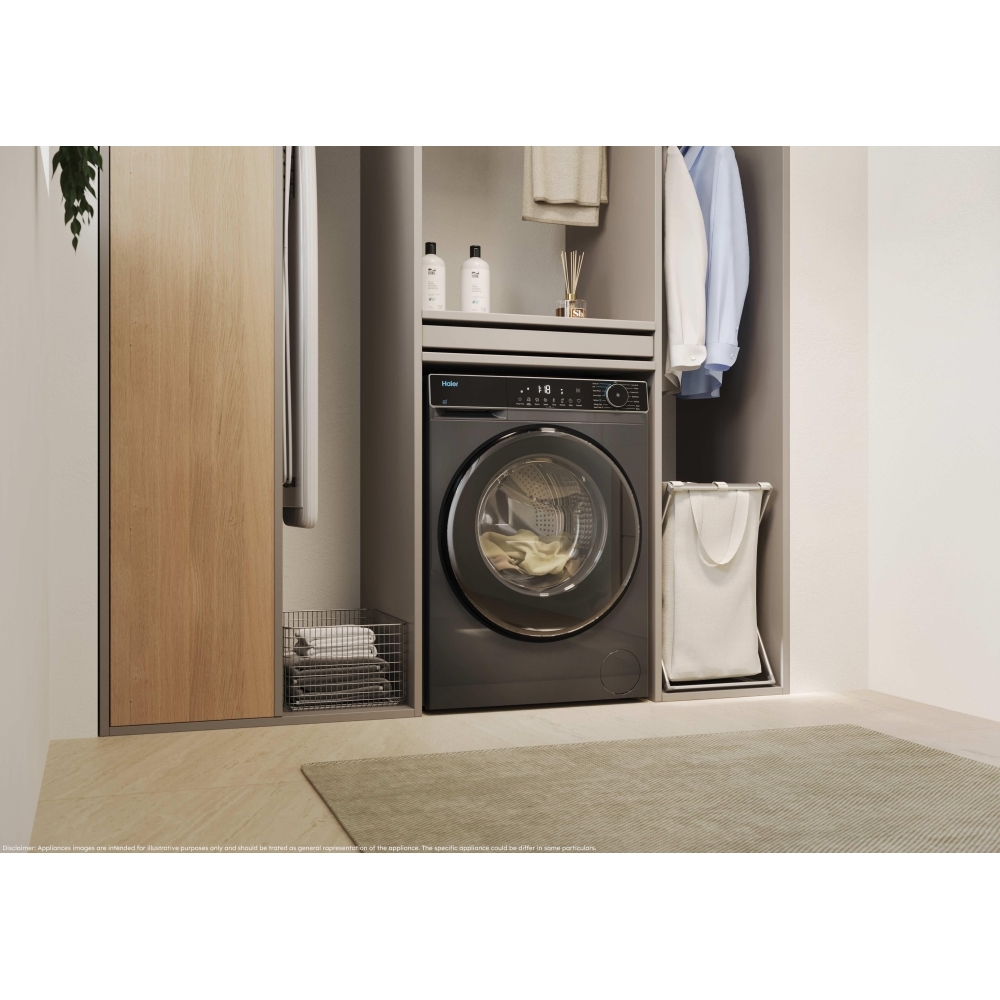 Haier HW100BP14357GUUK Washing Machine, 10kg, 1400 Spin, Grey, A Rated