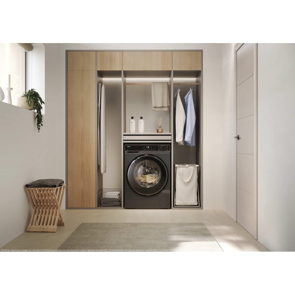 Haier HW100BP14357GUUK Washing Machine, 10kg, 1400 Spin, Grey, A Rated