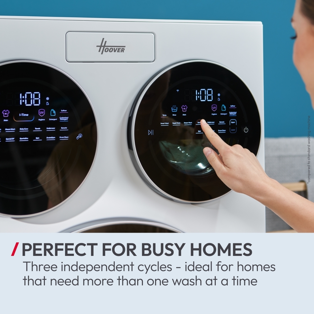 Hoover HMQD 410CBL9-80 Washing Machine, 10kg, 1400 Spin, White, A Rated