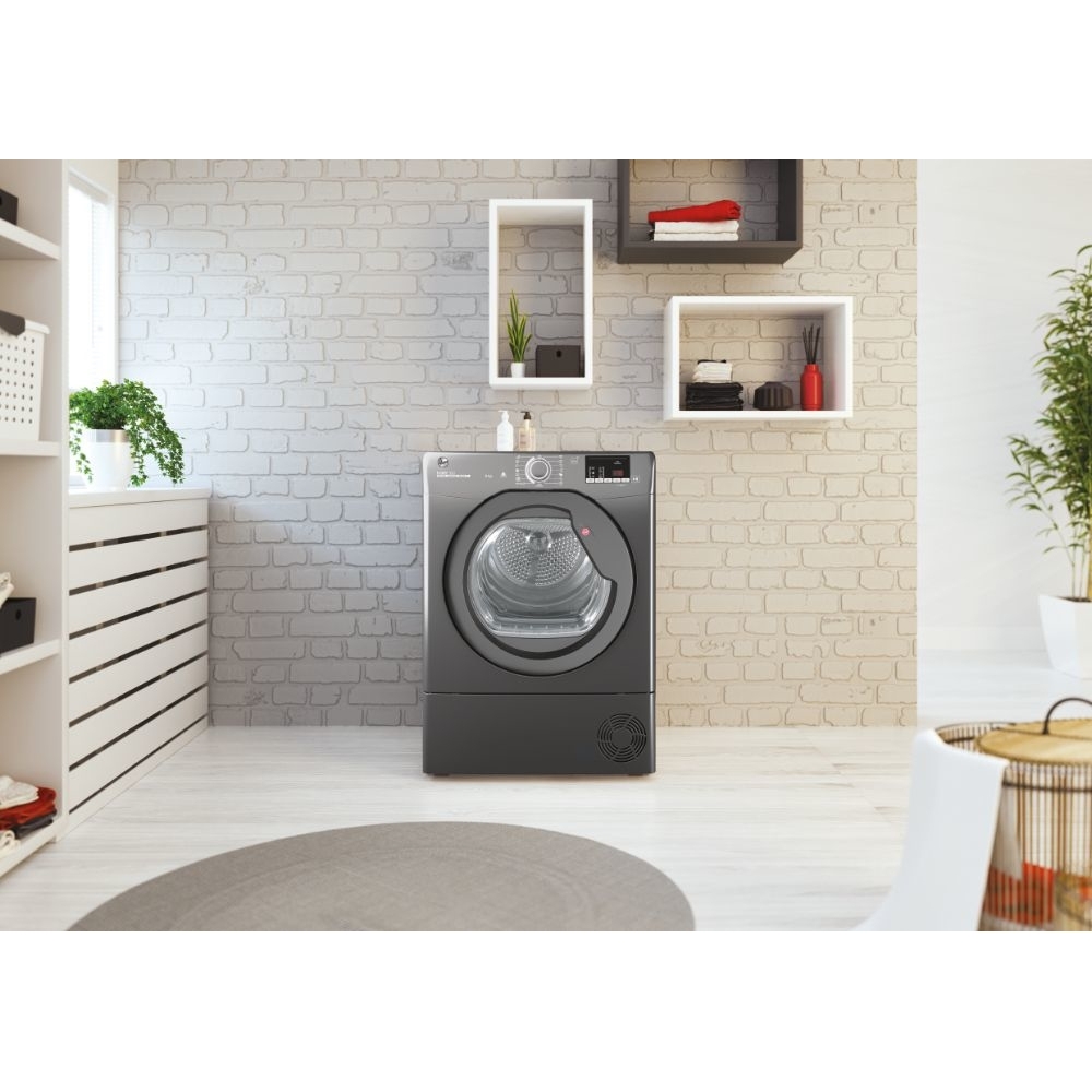 Hoover HLE C9DRGR-80 Condenser Tumble Dryer, 9kg, Grey, B Rated