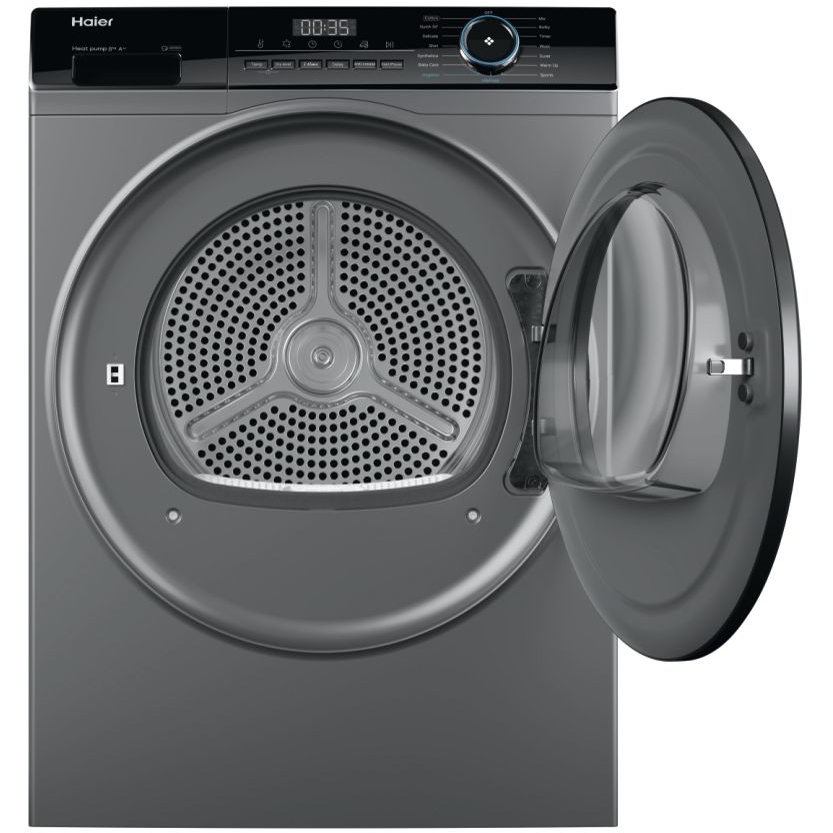 Haier HD80-A2939R Heat Pump Tumble Dryer, 8kg, Grey, A++ Rated