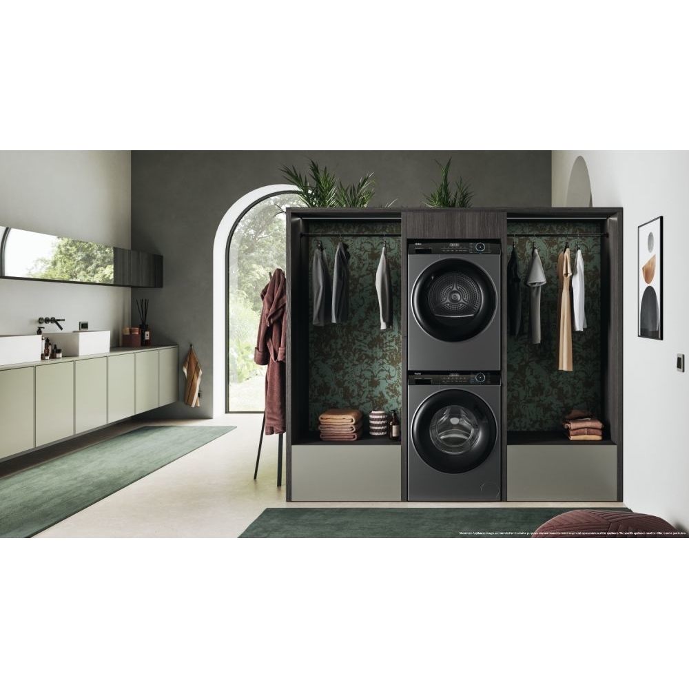 Haier HD100-A2939R Heat Pump Tumble Dryer, 10kg, Grey, A++ Rated