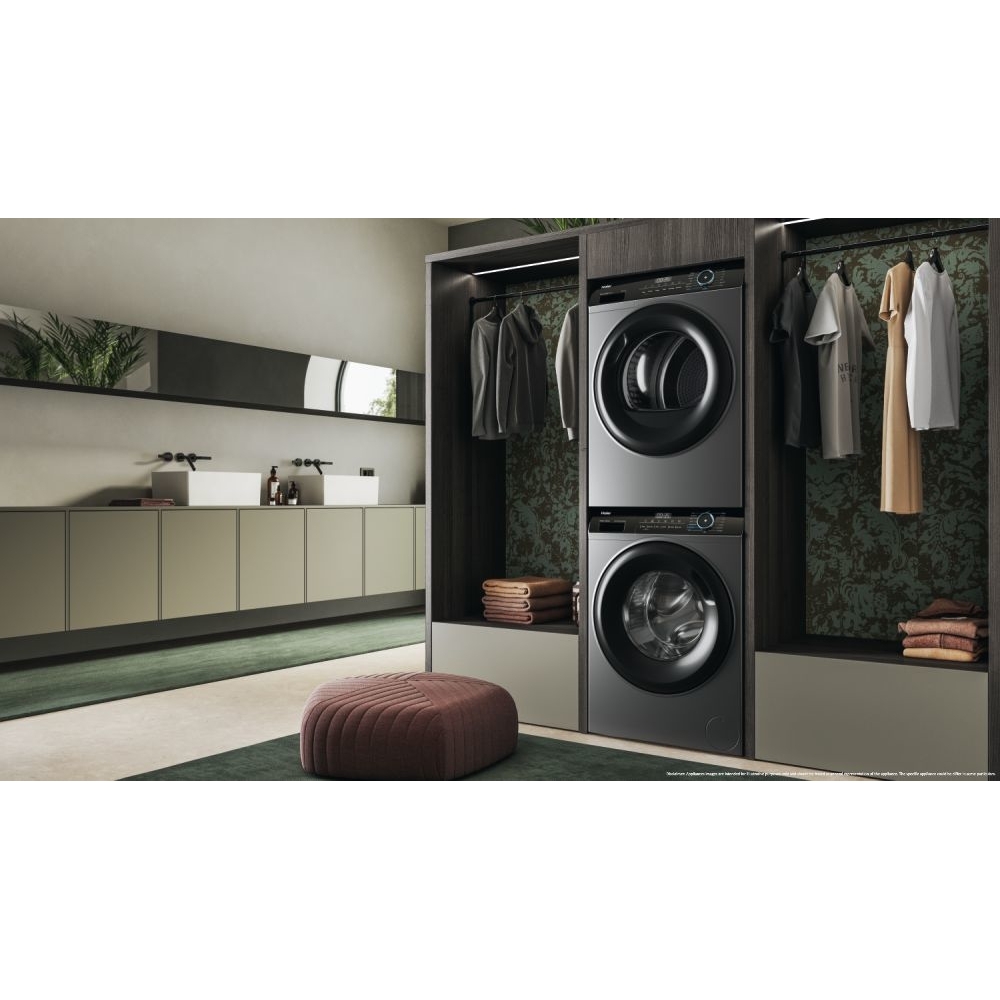 Haier HD100-A2939R Heat Pump Tumble Dryer, 10kg, Grey, A++ Rated