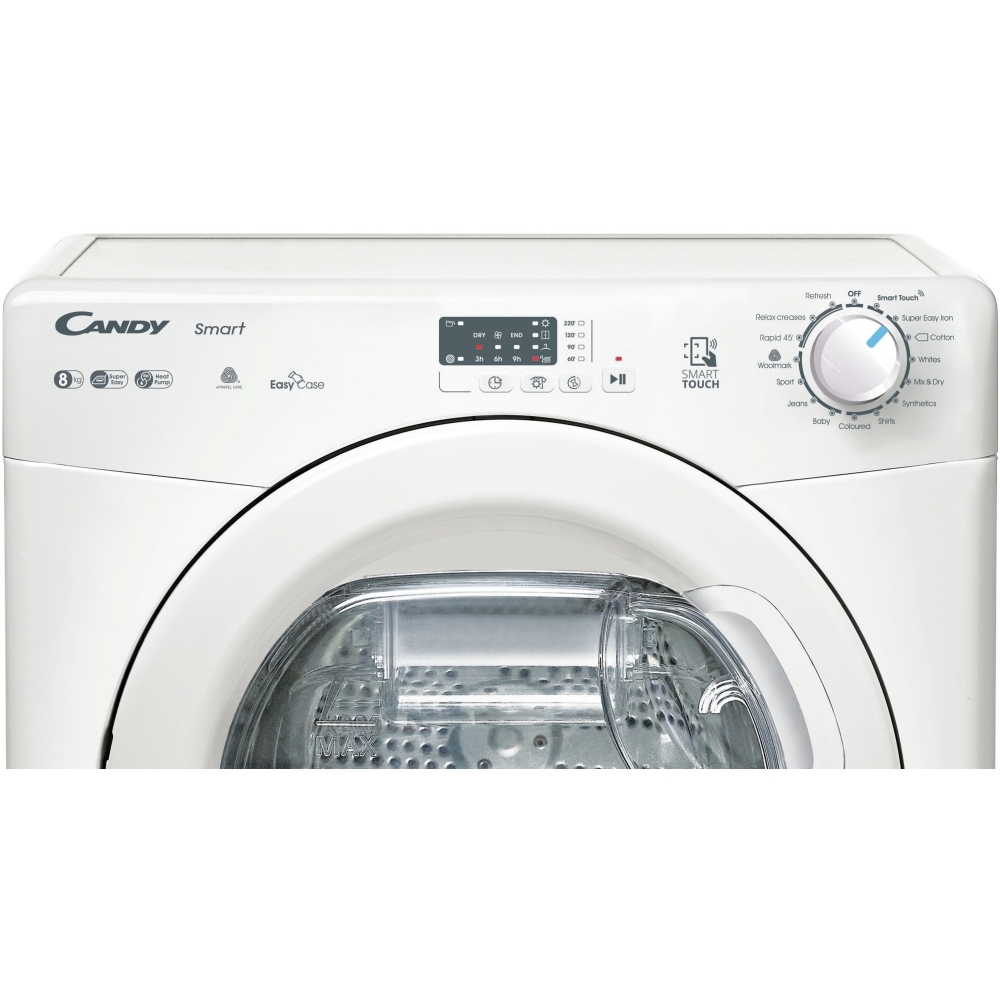 Candy CSE H8ELE-80 Heat Pump Tumble Dryer, 8kg, White, A+ Rated